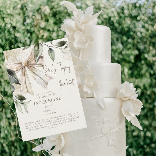 Invitation Cream Tying Knot Bow Wedding shower