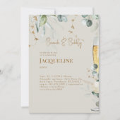 Invitation Cream White Floral Brunch & Bubbly (Devant)