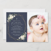 Invitation Cream White Flowers, Boho, First Holy Communion (Devant)