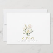 Invitation Cream White Flowers, Boho, First Holy Communion (Dos)