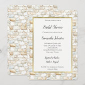 Invitation Cream White Grey Faux Stones Bridal Shower (Devant / Derrière)