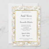 Invitation Cream White Grey Faux Stones Bridal Shower (Devant)