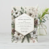 Invitation Cream Winter Bloom Wedding (Debout devant)