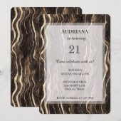 Invitation Creamme Brown Chocolat Gold Fils Anniversaire (Devant / Derrière)