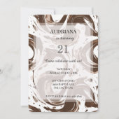 Invitation Creamme Brown Chocolat tourbillons Anniversaire (Devant)