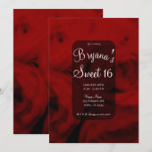 Invitation Creamy Soft Red Roses Sweet 16 Anniversaire (Devant / Derrière)