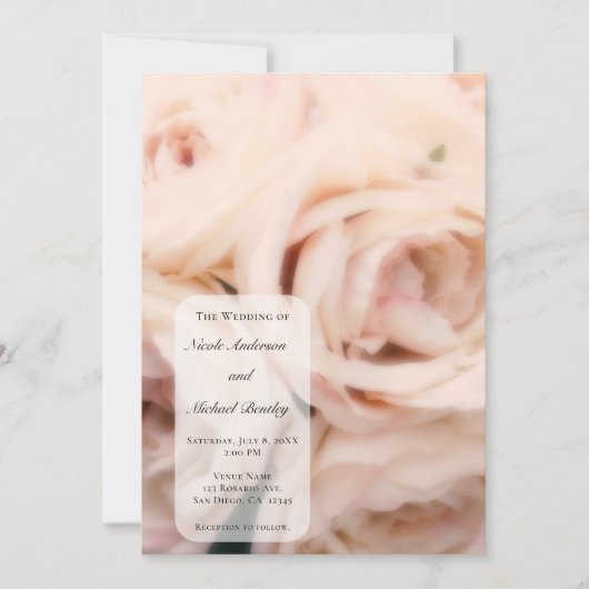 Invitation Creamy Soft Rose Peach Roses Elégant mariage (Devant)