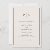 Invitation Creamy White Minimal and Chic Brown Border Wedding (Devant)