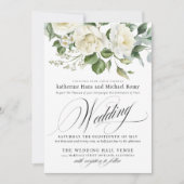 Invitation CreamyFloral Eucalyptus Script Calligraphy Wedding (Devant)