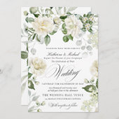 Invitation CreamyFloral Eucalyptus Script Calligraphy Wedding (Devant / Derrière)