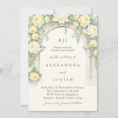 Invitation Crean Yellow Peony Rose Floral Arch Mariage (Devant)