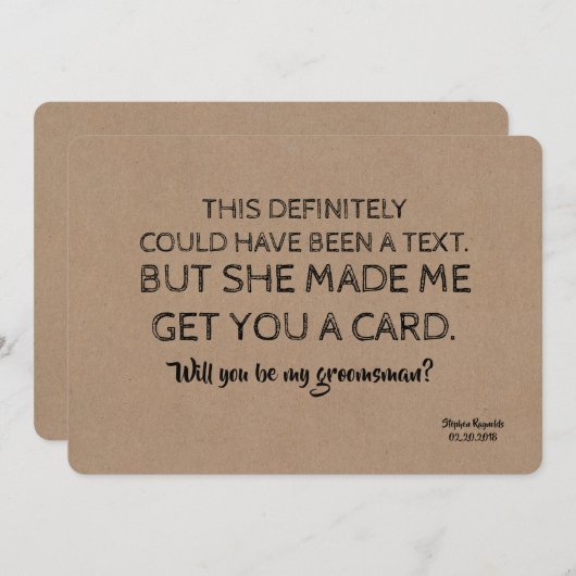 Invitation Créatif original et amusant GROOMSMAN (Devant / Derrière)