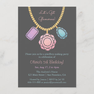 Invitation Création de Bijoux Glamour pour l'anniversaire des