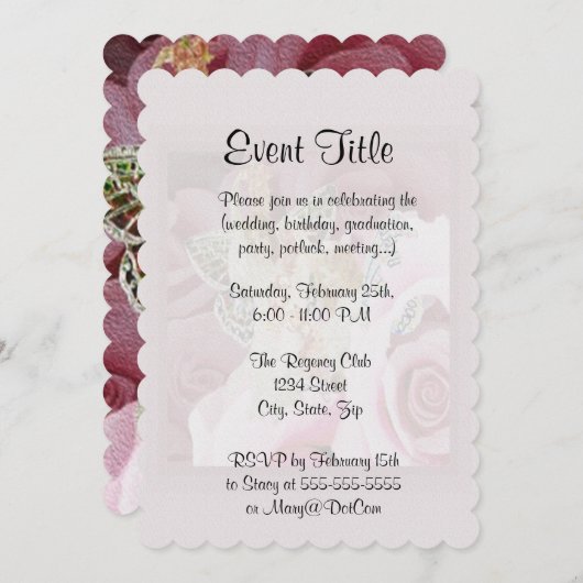 Invitation Création de colliers Roses (Devant / Derrière)