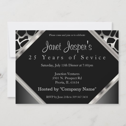 Invitation Création élégante en argent 25e anniversaire (Dos)