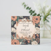 Invitation Création florale chic avec accents corail et crème (Debout devant)