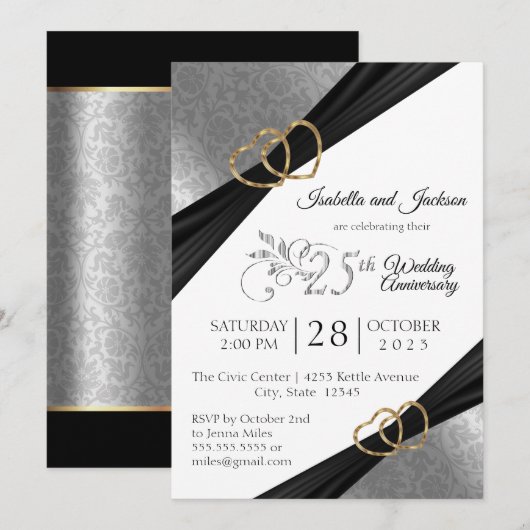 Invitation Création pour le 25e Anniversaire du Cœur d'Argent (Devant / Derrière)