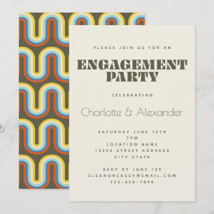 Invitation Création Rétro Groovy des Années 70 en Olive pour