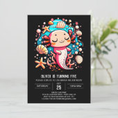 Invitation Créations maritimes Axolotl Anniversaire élégant (Debout devant)