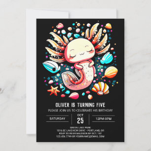 Invitation Créations maritimes Axolotl Whimsical Anniversaire