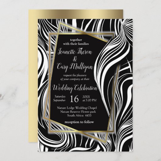 Invitation Creative Black and White Seamless Abstraction (Devant / Derrière)