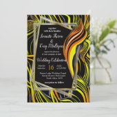Invitation Creative Black, jaune et orange sans fil abstraits (Debout devant)