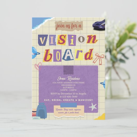 Invitation Creative Scrapbook Vision Board Girls Night Party (Debout devant)