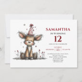 Invitation Creative whimsical animals deer kids birthday  (Devant)