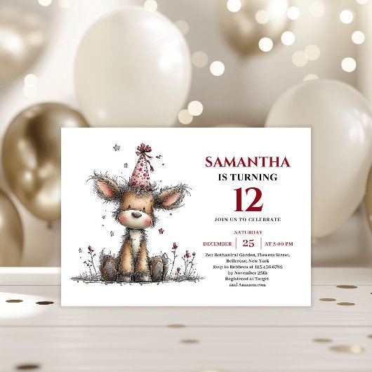 Invitation Creative whimsical animals deer kids birthday 