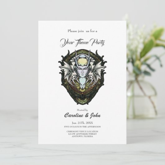 Invitation Créature imaginaire foncé avec ailes. (Debout devant)