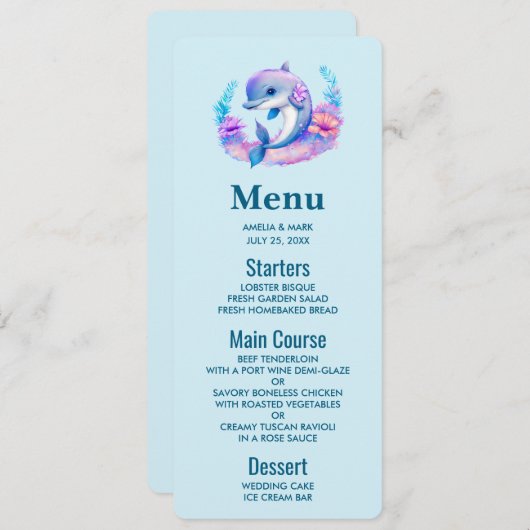 Invitation Créature Mer Dauphin Cute (Devant / Derrière)