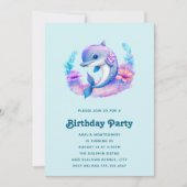 Invitation Créature Mer Dauphin Cute Anniversaire (Devant)
