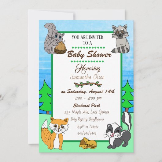 Invitation Créatures de la forêt Animaux de la forêt Invitati (Devant)