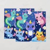 Invitation Créatures de l'Imaginaire de Kawaii (Devant / Derrière)