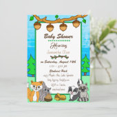 Invitation Créatures forestières Baby shower des animaux fore (Debout devant)