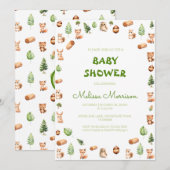 Invitation Créatures forestières Baby shower rustique (Devant / Derrière)