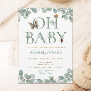 Invitation Créatures forestières et Baby shower verdoyant
