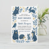 Invitation Créatures Mignonnes de la Forêt | Baby Shower Rust (Debout devant)