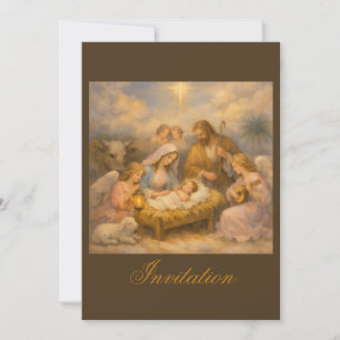 Invitation Crèche avec des anges