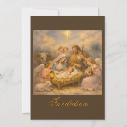 Invitation Crèche avec des anges (Devant)