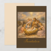 Invitation Crèche avec des anges (Devant / Derrière)