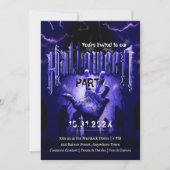 Invitation Creepy Halloween Party Zombies Blue Scary Night (Devant)