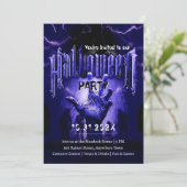 Invitation Creepy Halloween Party Zombies Blue Scary Night (Debout devant)