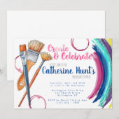 Invitation Créer et célébrer l'Invitation de la fête de peint (Devant / Derrière)