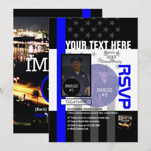 Invitation Créez le vôtre avec 4 images et 12 lignes de texte (Devant / Derrière)