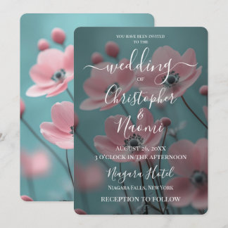 Invitation Créez vos propres fleurs pastel rose et sarcelle p