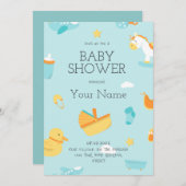 Invitation Créez votre propre Baby shower Bleu C'est un garço (Devant / Derrière)