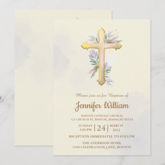 Invitation Créez votre propre baptême personnalisé (Devant / Derrière)