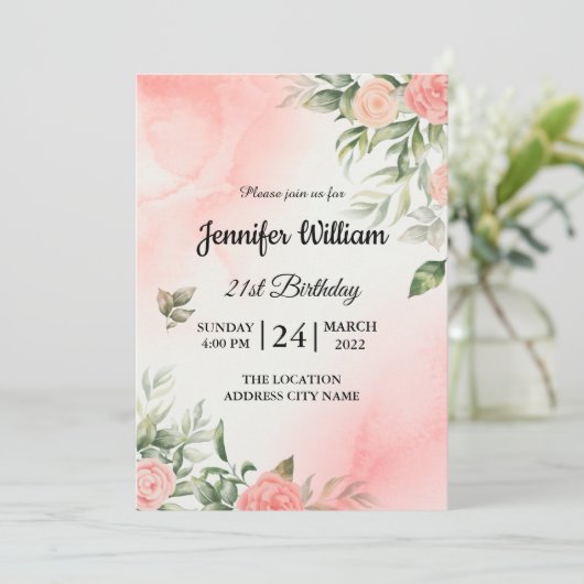 Invitation Créez votre propre Filles Fête d'anniversaire pers (Debout devant)