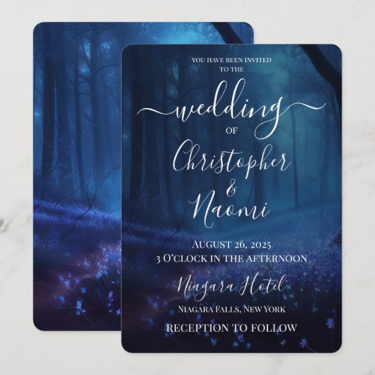 Invitation Créez votre propre forêt enchantée bleue (Devant / Derrière)